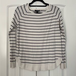 Pink Clover White and Navy Striped Sweater